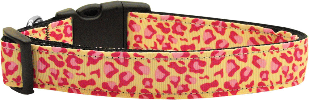 Pink & Tan Leopard Nylon Collar