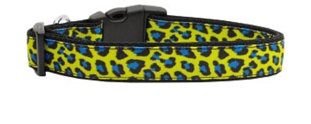 Blue & Yellow Leopard Nylon Collar